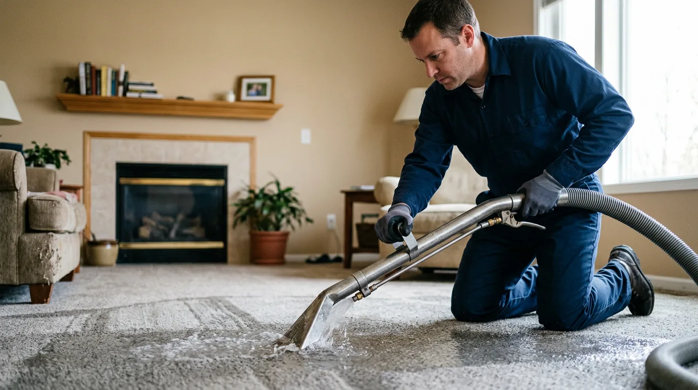 Water damage restoration technician working near Hubbard, IA